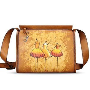 Stylish Genuine Textured Crossbody Satchel For Hand Painted Textured Handmade